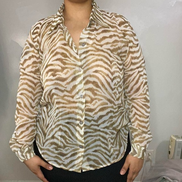 Jordan Beige and White Zebra Print Shirt - Picture 6 of 8